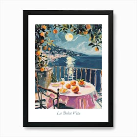 La Dolve Vita Sicily Italy Night Dinner Oranges Art Print