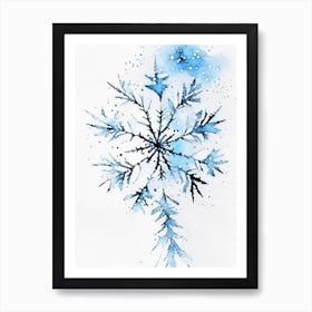 Stellar Dendrites, Snowflakes, Minimalist Watercolour 2 Art Print