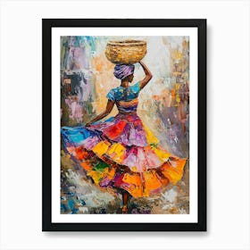 African Woman With Basket 4 Art Print