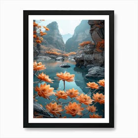 Lotus Flower In The Water Art Print