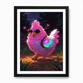 Pink Chicken Art Print