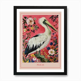 Floral Animal Painting Pelican 2 Poster Art Print