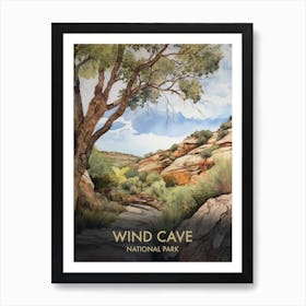 Wind Cave National Park Watercolour Vintage Travel Poster 3 Art Print