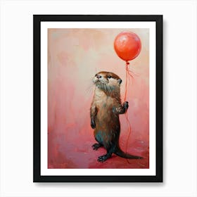 Cute Otter 1 With Balloon Art Print