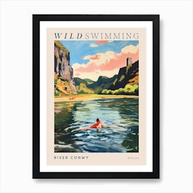 Wild Swimming At River Conwy Wales 1 Poster Art Print