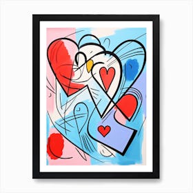 Abstract Heart Keith Haring Style Art Print