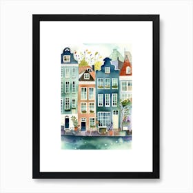 Amsterdam Houses Watercolour Art Print