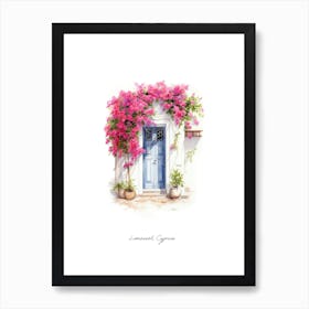 Limassol, Cyprus   Mediterranean Doors Watercolour Painting 1 Poster Art Print