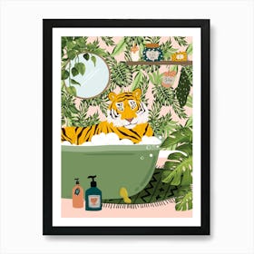 Tiger In Bathtub Bathroom Póster