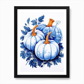 Australian Blue Pumpkin Watercolour Illustration 1 Art Print