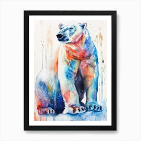 Polar Bear Colourful Watercolour 3 Art Print