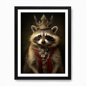 Vintage Portrait Of A Cozumel Raccoon Wearing A Crown 2 Art Print