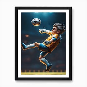 Soccer Player Kicking A Ball Art Print