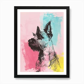 Pastel Bouvier Des Flandres Dog Pastel Line Illustration 2 Art Print