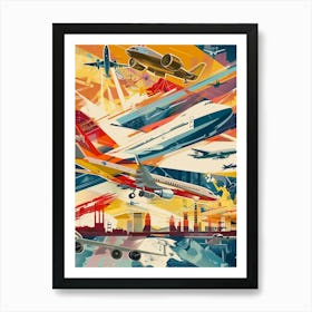 Air Space Museum New York Colourful Silkscreen Illustration 3 Art Print