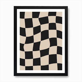 Checkerboard - Beige And Black Art Print