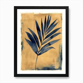 Blue Palm Leaf Art Print