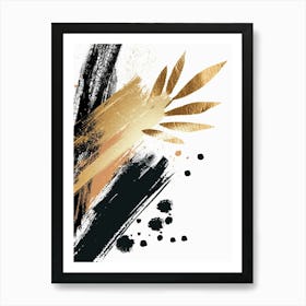 Gold Brush Strokes Canvas Art 5 Art Print