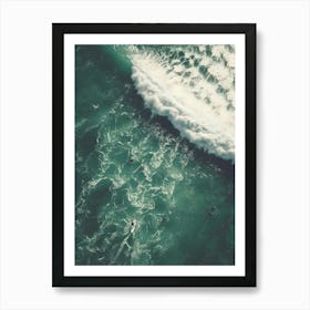 Aerial View Of Surfers In The Ocean 1 Art Print