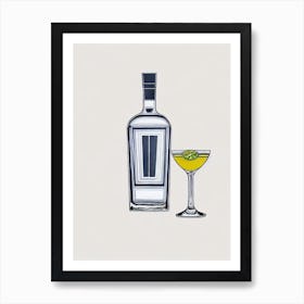 Gin And Tonic Picasso Line Drawing Cocktail Poster Art Print