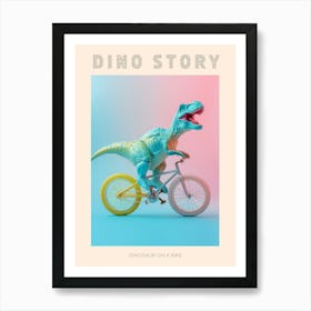 Pastel Toy Dinosaur On A Bike 3 Poster Art Print