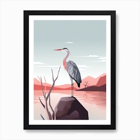 Minimalist Great Blue Heron 2 Illustration Art Print