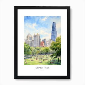 Grant Park 6 Chicago Watercolour Travel Poster Art Print