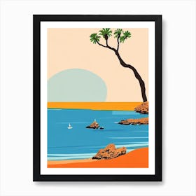 Cala Macarella Beach Menorca Spain Midcentury Art Print