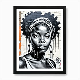 Vintage Graffiti Mural Of Beautiful Black Woman 112 Art Print