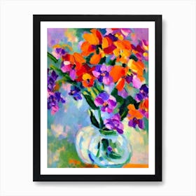 Orchid Floral Abstract Block Colour 1 2 Flower Art Print