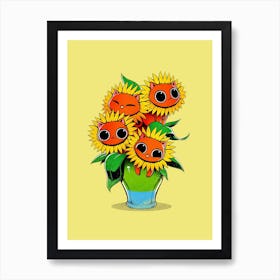 Sunflower Cat Art Print