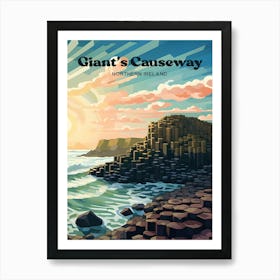 Giant's Causeway Northern Ireland Coastal Travel Art Art Print
