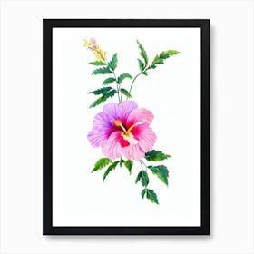 Hibiscus Watercolour Flower Art Print