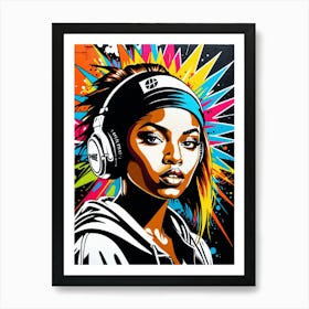 Graffiti Mural Of Beautiful Hip Hop Girl 99 Art Print