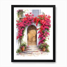 Amalfi, Italy   Mediterranean Doors Watercolour Painting 5 Art Print