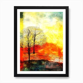 Autumn Dusk - Sunset With Trees Art Print