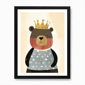 Little Black Bear 1 Wearing A Crown Art Print