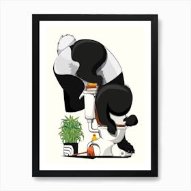 Panda Ibear Drinking From Toilet Art Print