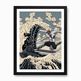 Chainsaw Man Vs Katana Man The Fight Great Wave 2 Art Print