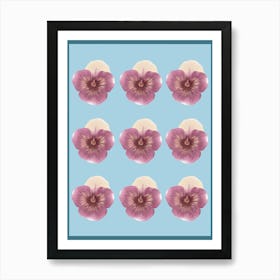 Minimalist pink pansies decoration - into the garden Art Print