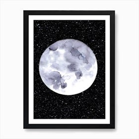 Watercolour Moon And Stars Art Print
