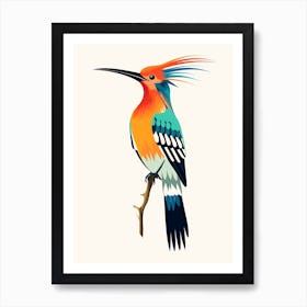 Colourful Geometric Bird Hoopoe 2 Art Print