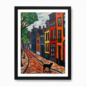 Painting Of Amsterdam With A Cat 4 In The Style Of Matisse Art Print