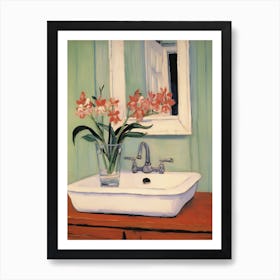 Bathroom Vanity Painting With A Iris Bouquet 3 Art Print