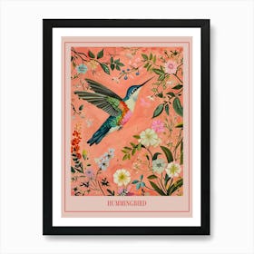 Floral Animal Painting Hummingbird 4 Poster Art Print