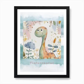 Plateosaurus Dinosaur Muted Pastels Pattern 1 Poster Art Print