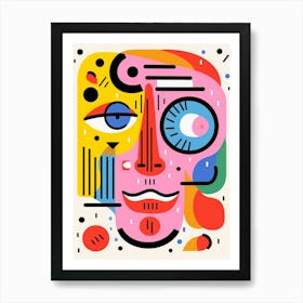 Geometric Pop Art Face 4 Art Print