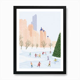 Christmas In New York Illustration Art Print