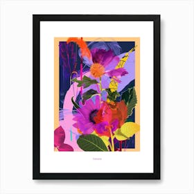 Celosia 3 Neon Flower Collage Poster Art Print