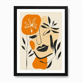 Portrait Of A Woman With Flowers 1 Art Print